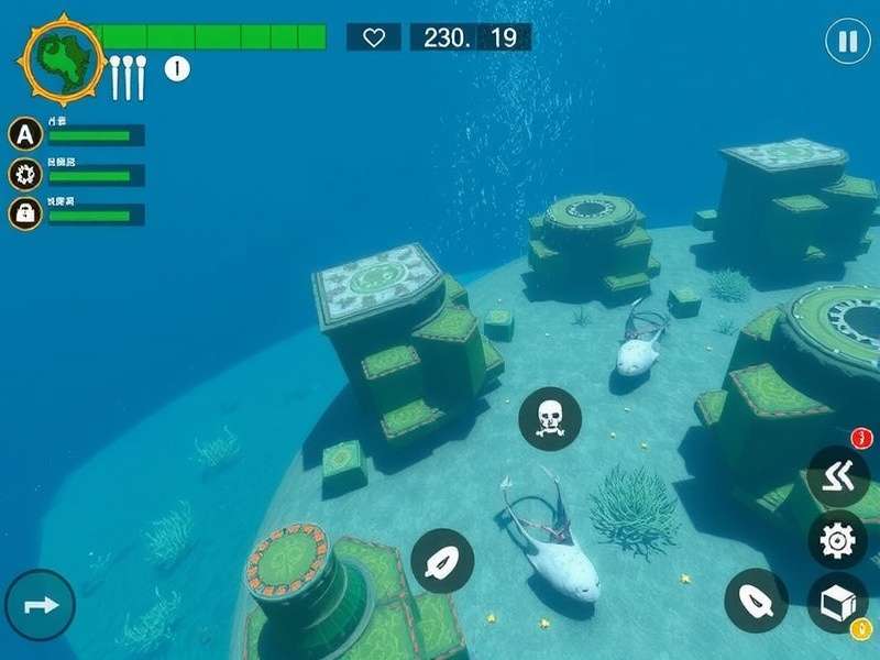 Azure Waters Retreat game screenshot showing underwater exploration